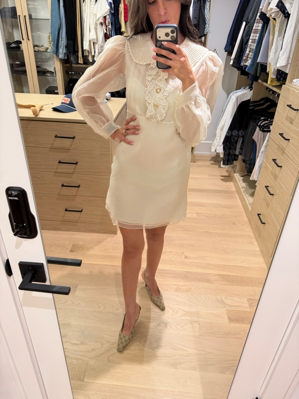Authentic Miu Miu (sz4 US) Ivory Silk Chiffon Mini Dress